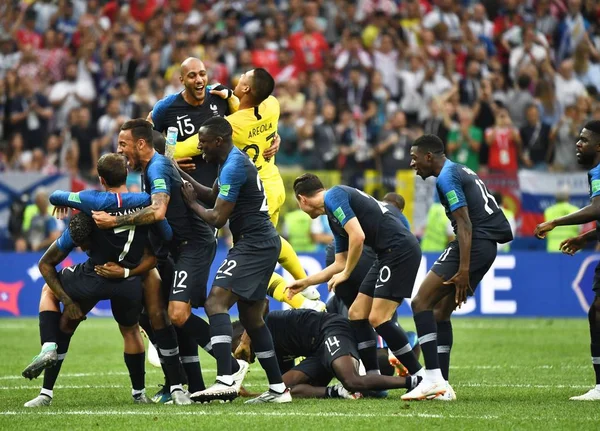 Jogadores França Comemoram Depois Que França Derrotou Croácia Sua Partida — Fotografia de Stock