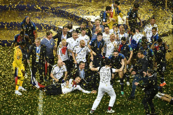 Torcedor Futebol Interrompe Jogadores Comemorativos Equipe França Depois Que França — Fotografia de Stock