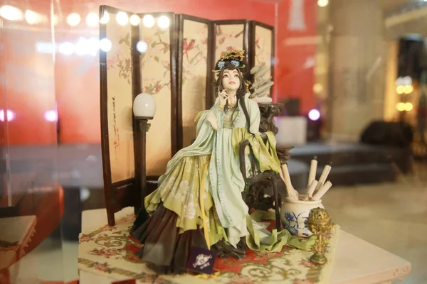 Fondant Cake Featuring Chinese Classical Figure Created Zhou Displayed Preview — Stock Photo, Image
