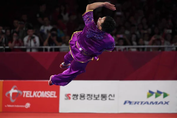 Sun Peiyuan China Voltea Final Los Juegos Masculinos Changquan Wushu —  Fotos de Stock