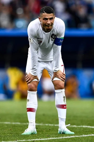 Cristiano Ronaldo Von Portugiesisch Reagiert Achtelfinale Zwischen Uruguay Und Portugal — Stockfoto