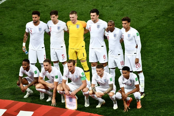 Players Starting Line England Pose Photos Semifinal Match Croatia 2018 — Stock Photo, Image