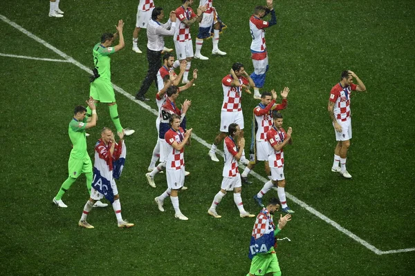 Los Jugadores Croacia Saludan Los Espectadores Después Que Francia Derrotara — Foto de Stock