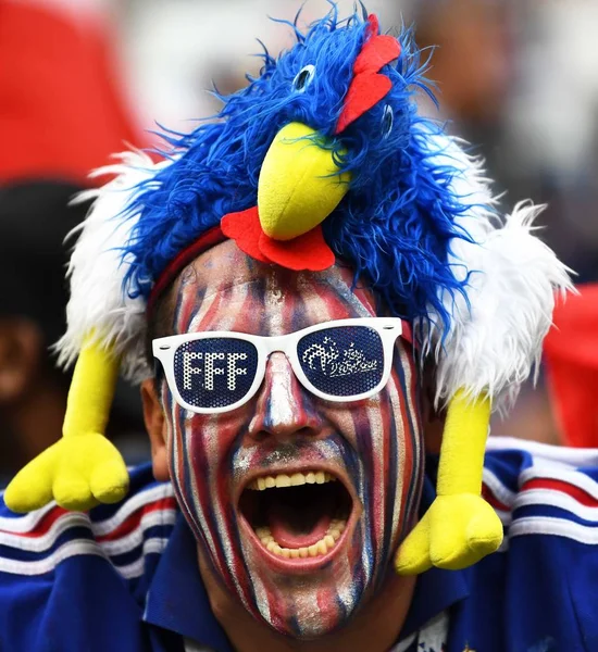 Francês Que Está Vestido Retratado Antes Partida Final Entre França — Fotografia de Stock