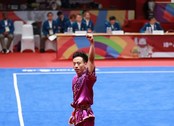 Sun Peiyuan Chine Pose Lors Finale Des Jeux Changquan Pour — Photo