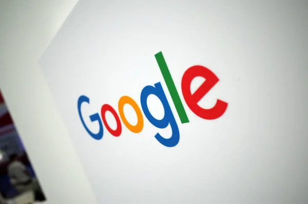Перегляд Логотипу Google Під Час Виставки Цзянь Сіті Провінції Шаньдун — стокове фото