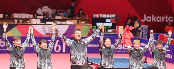 Jogadores China Posam Depois Derrotar Equipe Coreia Norte Final Equipe — Fotografia de Stock