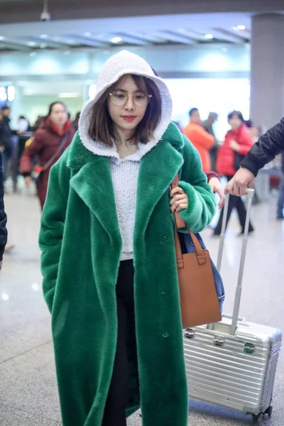 Taiwanesiska Sångerskan Jolin Tsai Anländer Beijing Capital International Airport Före — Stockfoto
