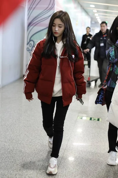 Actrice Chinoise Jingyi Arrive Aéroport International Pékin Chine 1Er Janvier — Photo