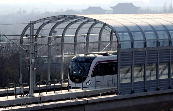 Metró Vonat Működik Jinan Barátait Első Metróra Nan Város Kelet — Stock Fotó