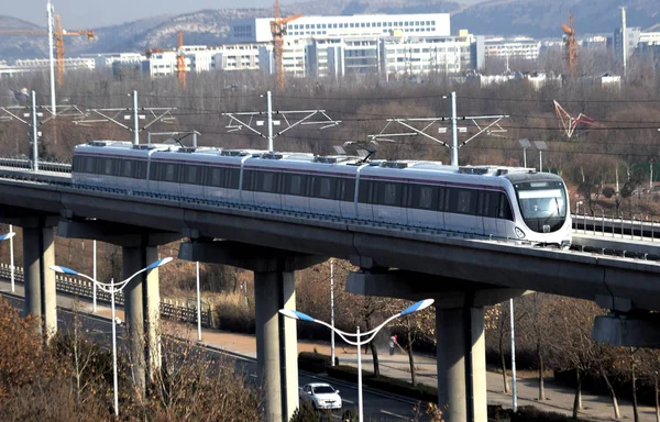 Metró Vonat Működik Jinan Barátait Első Metróra Nan Város Kelet — Stock Fotó