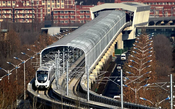 Metró Vonat Működik Jinan Barátait Első Metróra Nan Város Kelet — Stock Fotó