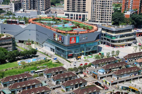 Flygfoto Över Ett Sportcenter Som Byggt Toppen Ett Köpcentrum Chongqing — Stockfoto