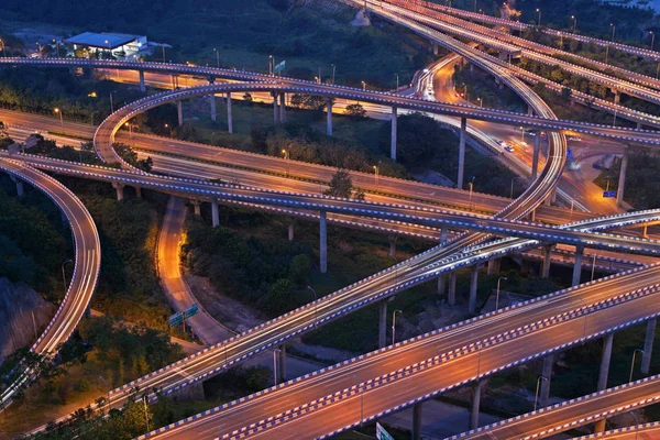 Nesta Vista Aérea Carros Dirigem Viaduto Huangjuewan Cinco Níveis Distrito — Fotografia de Stock