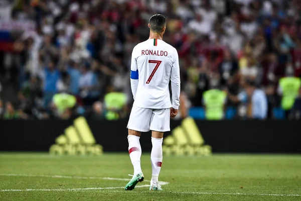 Cristiano Ronaldo Portugál Reagál Kerek Mérkőzésen Uruguay Portugália Között 2018 — Stock Fotó