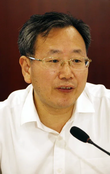 Čchen Šulong Tehdejší Náměstek Guvernéra Provincie Anhui Hovoří Schůzce Huaibei — Stock fotografie
