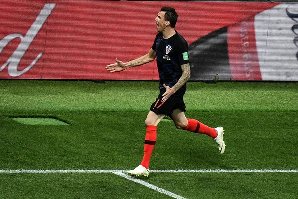 Mario Mandzukic Croácia Comemora Depois Marcar Gol Contra Inglaterra Tempo — Fotografia de Stock