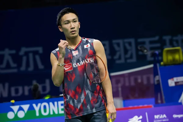 Kento Momota Fra Japan Møter Artem Pochtarov Fra Ukraina Det – stockfoto