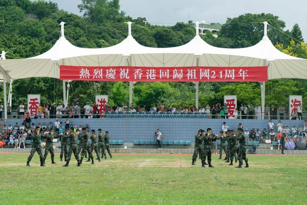 Στρατιώτες Της Φρουράς Του Χονγκ Κονγκ Pla Λαών Απελευθερωτικού Στρατού — Φωτογραφία Αρχείου