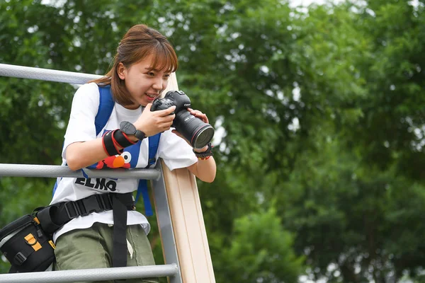 Estudante Sênior Chinês Hou Jiamin Universidade Comunicação Shanxi Tira Fotos — Fotografia de Stock