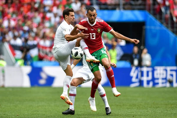 Jose Fonte Portugal Vänster Utmaningar Khalid Boutaib Marocko Deras Grupp — Stockfoto