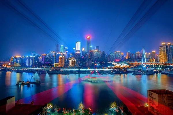 Servicio Transporte Teleféricos Ida Vuelta Sobre Río Yangtze Chongqing China —  Fotos de Stock