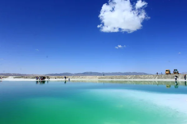 Paisaje Del Lago Salado Qaidam También Conocido Como Lago Esmeralda —  Fotos de Stock