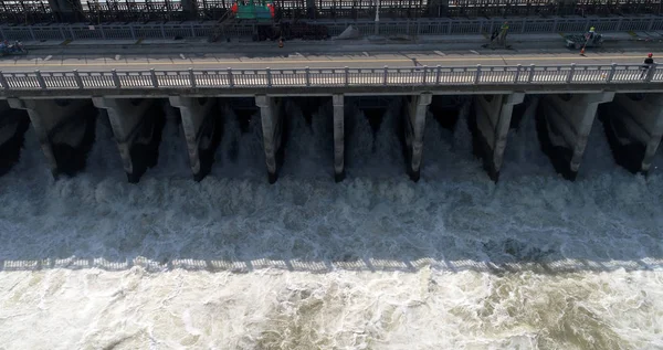 View Sanhezha Gate Releasing Water Need Flood Control Huai City — стоковое фото