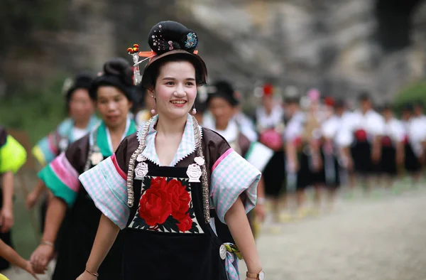 Miao Människor Bär Traditionella Dräkter Miao Etniska Gruppen Firar Chixin — Stockfoto