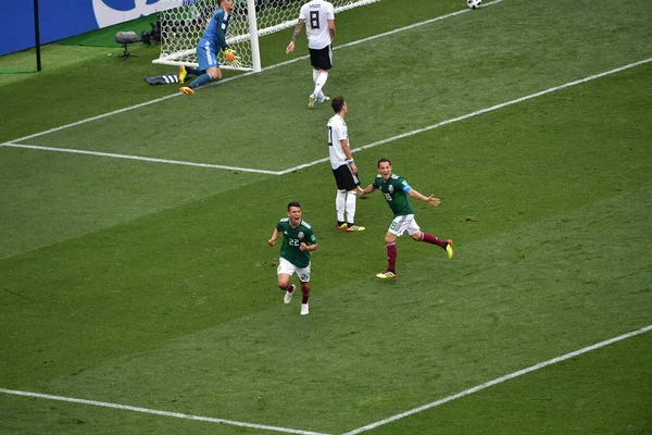 Hirving Lozano México Frente Comemora Após Marcar Gol Contra Alemanha — Fotografia de Stock