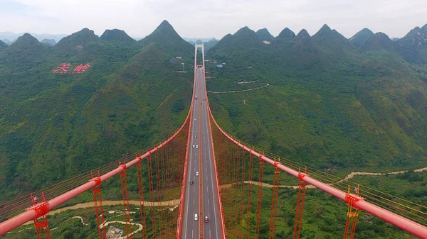 Luchtfoto Van Persen River Bridge 370 Meter Hoog Een Vallei — Stockfoto