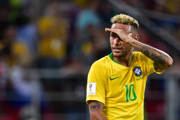 Neymar Von Brasilien Wirft Einen Blick Nach Dem Sieg Seines — Stockfoto