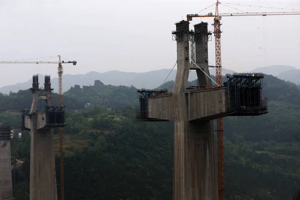 Залізнична Міст Апенцзян Краєвид Чжанцзяцзе Changde Знаходиться Будівництві Місті Жхубай — стокове фото