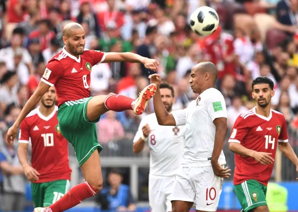 João Mário Portugal Certo Desafia Karim Ahmadi Marrocos Seu Jogo — Fotografia de Stock
