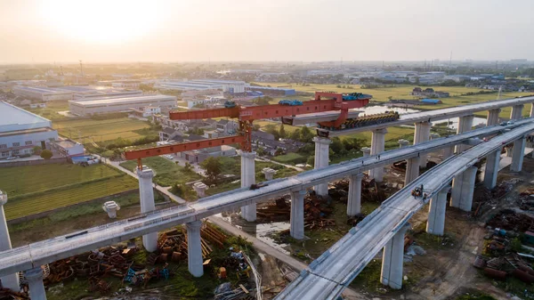 Utsikt Över Jiangdu Navet Lianyungang Huaian Yangzhou Zhenjiang Railway Uppbyggnad — Stockfoto