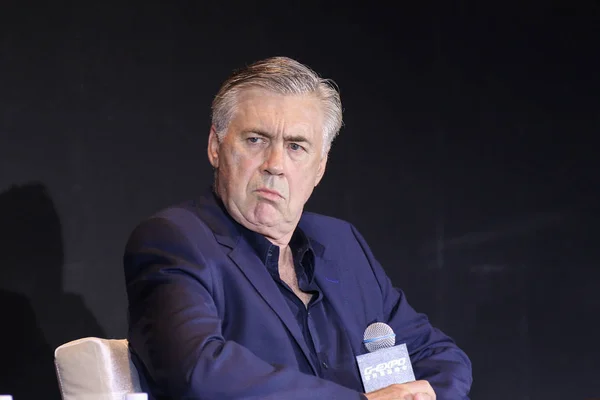 Carlo Ancelotti Futbolista Entrenador Fútbol Italiano Habla Foro Durante Cumbre — Foto de Stock