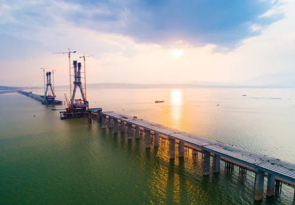 Nouveau Pont Lac Poyang Long 589 Mètres Large Mètres Reliant — Photo