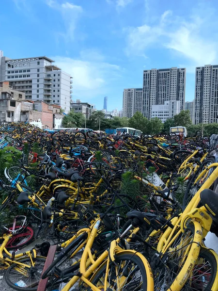 Fahrräder Von Mobike Ofo Und Anderen Chinesischen Bike Sharing Diensten — Stockfoto