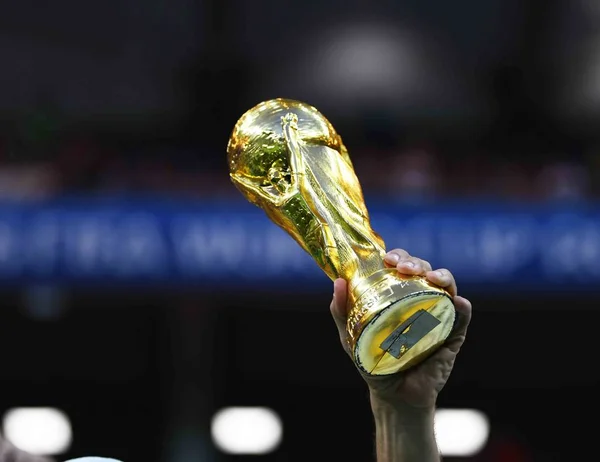 Een Fan Kan Maximaal Een Model Van World Cup Trophy — Stockfoto