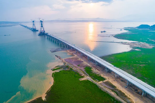 Nouveau Pont Lac Poyang Long 589 Mètres Large Mètres Reliant — Photo