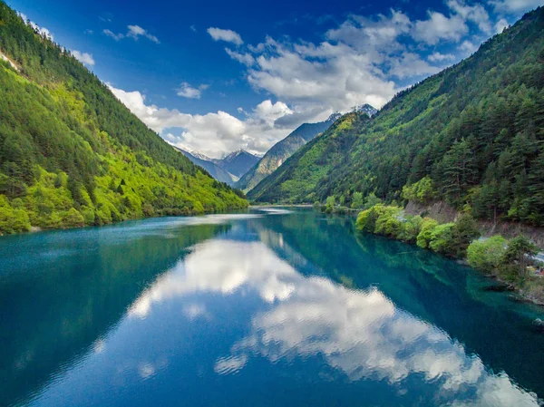 Landschaft Des Nashornmeeres Das Seine Schönheit Jiuzhaigou Tal Nach Dem — Stockfoto