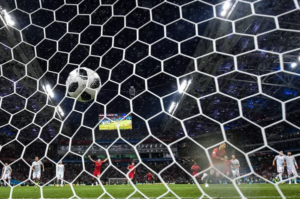 Cristiano Ronaldo Portugal Comemora Após Marcar Gol Contra Espanha Por — Fotografia de Stock