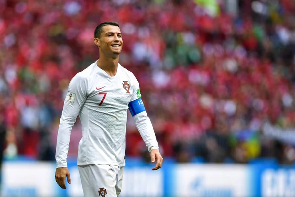 Cristiano Ronaldo Portugal Reacciona Partido Del Grupo Contra Marruecos Durante —  Fotos de Stock