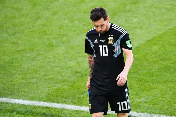 Lionel Messi Argentine Réagit Après Avoir Raté Penalty Contre Islande — Photo