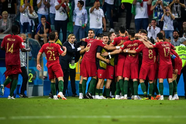 Cristiano Ronaldo Portugal Comemora Com Seus Companheiros Equipe Depois Marcar — Fotografia de Stock