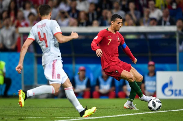 Cristiano Ronaldo Certo Portugal Desafia Nacho Espanha Seu Jogo Grupo — Fotografia de Stock