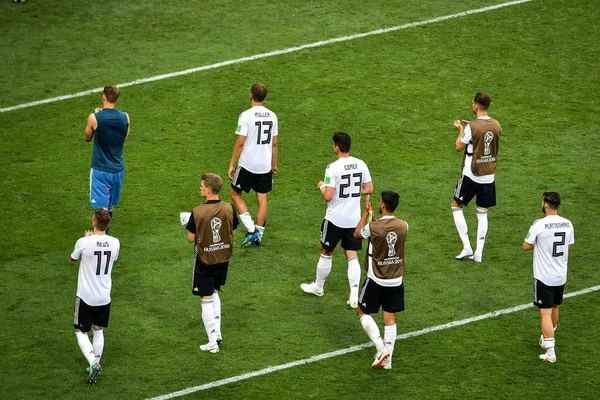 ドイツの選手は 2018 Fifa ワールド カップ期間中でモスクワ ロシア連邦 2018 日のグループ の試合でメキシコに敗北した後反応します — ストック写真