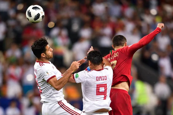 Cristiano Ronaldo Portugal Rätt Utmaningar Spelare Iran Deras Grupp Match — Stockfoto