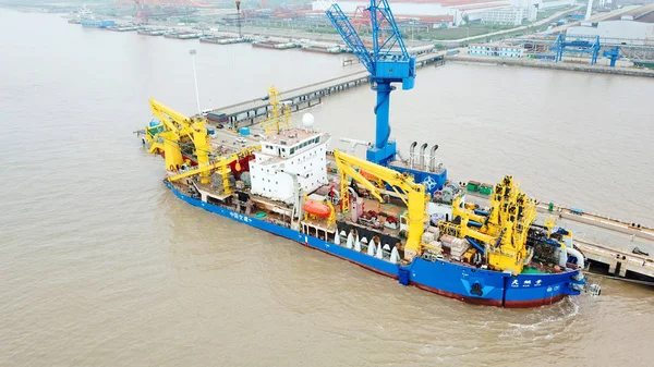 Maior Mais Avançado Navio Dragagem Ásia Tian Kun Hao Atraca — Fotografia de Stock