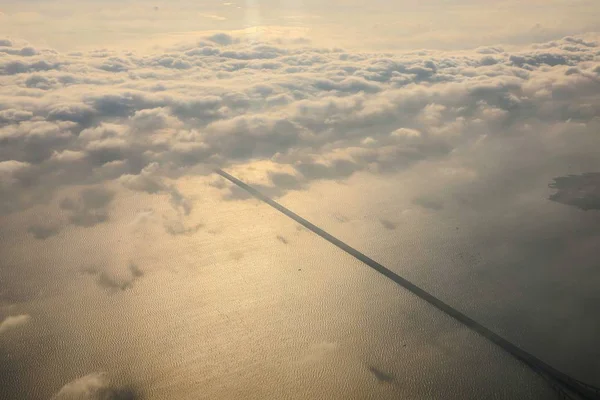 Aerial View Jiaozhou Bay Bridge Qingdao Haiwan Bridge Part Jiaozhou — Stock Photo, Image